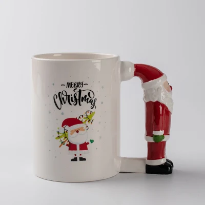 Caneca com alça de Papai Noel Caneca de café de cerâmica de Natal Decoração de Natal multicolorida